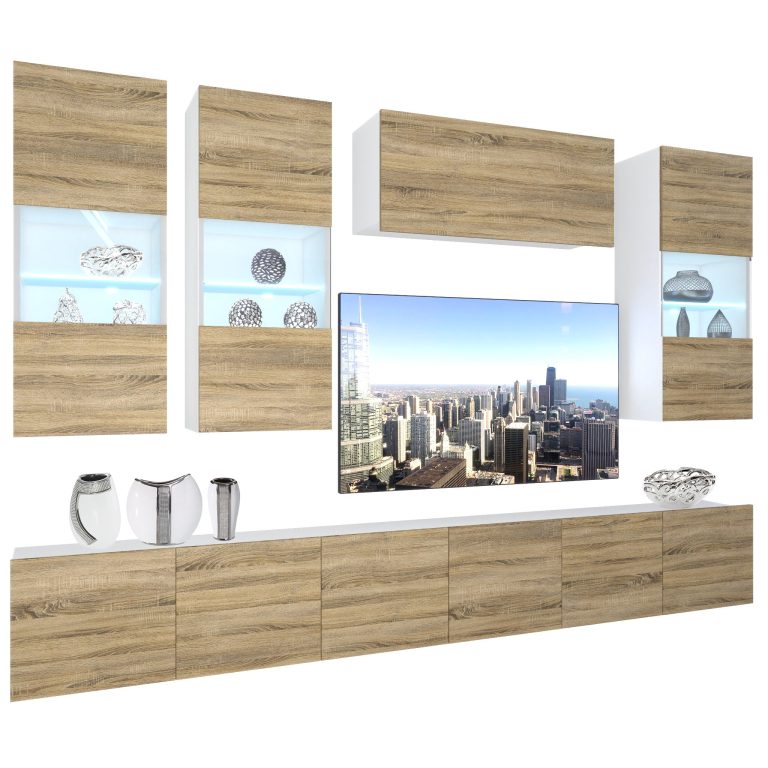 Parete attrezzata Belini Premium Versione completa Rovere Sonoma + Illuminazione LED Nexum 84 Produttore NEX 5/0/W/DS/0/0/PP
