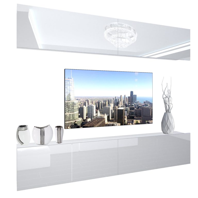Parete attrezzata Belini Premium Versione completa Bianco lucido + Illuminazione LED Nexum 86 Produttore NEX 6/0/W/W/0/0/PP