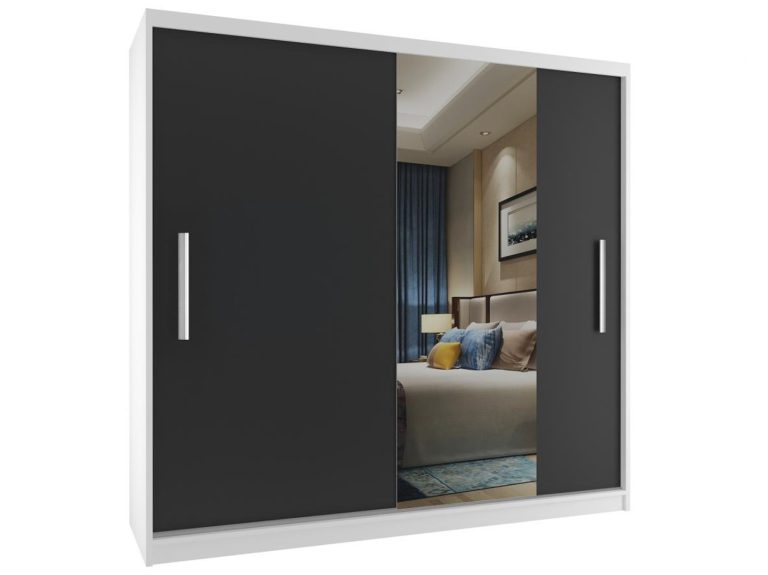 Armadio scorrevole 200 cm con specchio nero ebano scuro Produttore MSE SZP1/2/W/1B1L/AL