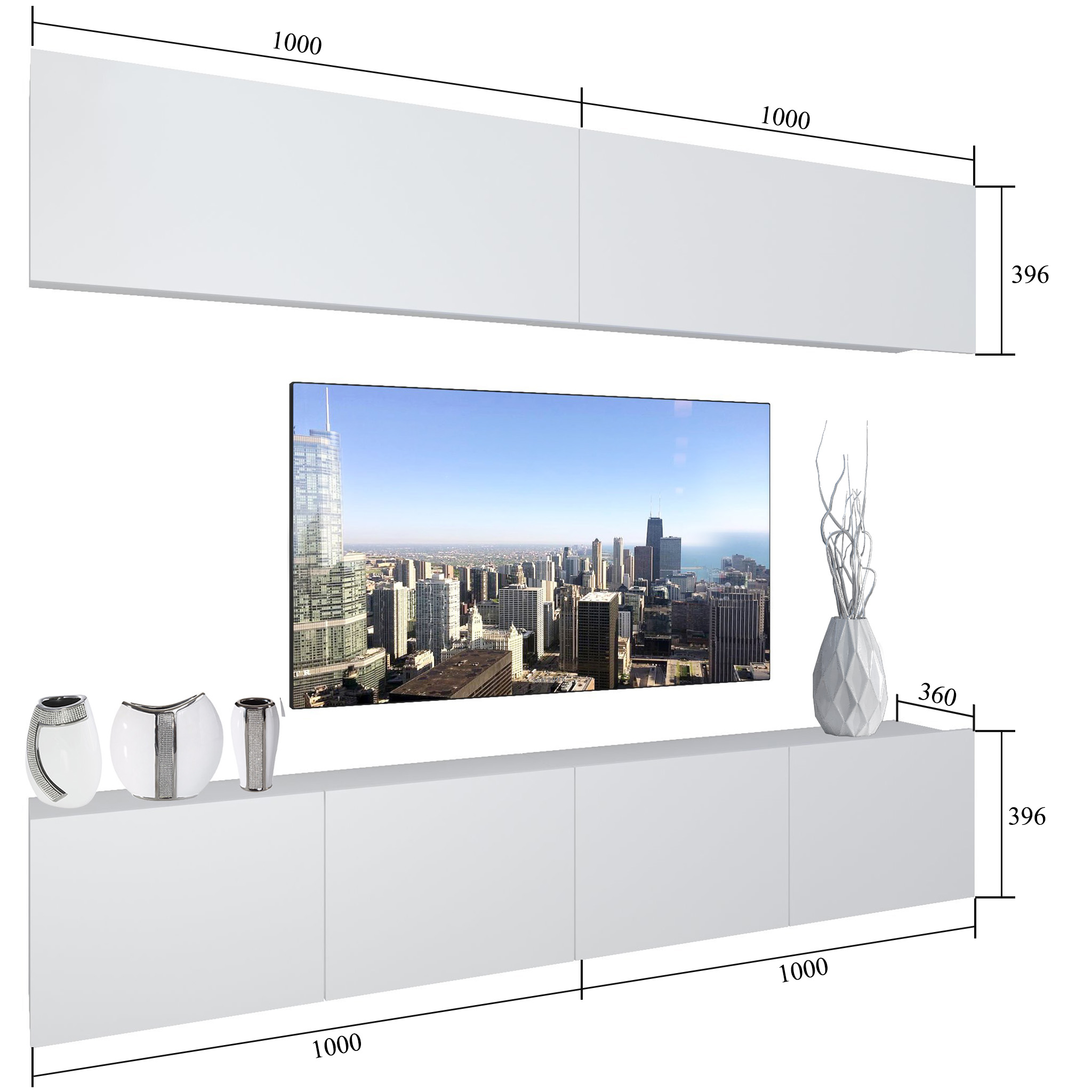 Parete attrezzata Belini Premium Versione completa Grigio antracite Glamour Wood + Illuminazione LED Nexum 96 Produttore NEX 6/0/W/GW1/0/0/PP