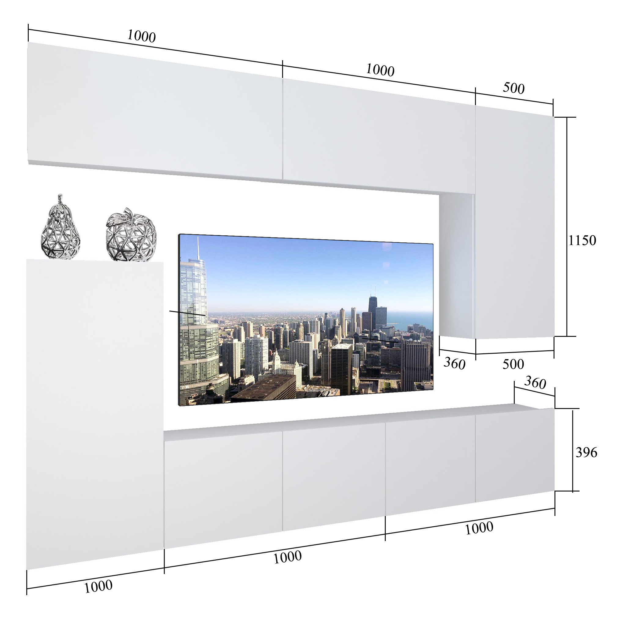 Parete attrezzata Belini Premium Versione completa Bianco lucido-Rovere Sonoma + Illuminazione LED Nexum 120 Produttore NEX 8/0/W/WDS/0/0/PP