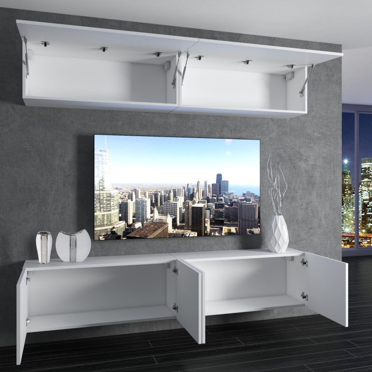 Parete attrezzata Belini Premium Versione completa Grigio antracite Glamour Wood + Illuminazione LED Nexum 96 Produttore NEX 6/0/W/GW1/0/0/PP