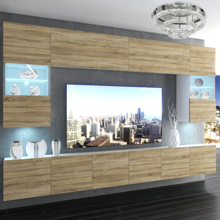 Parete attrezzata Belini Premium Versione completa Rovere Sonoma + Illuminazione LED Nexum 12 Produttore NEX 1/0/W/DS/0/0/PP
