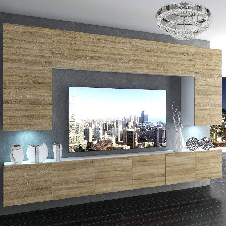 Parete attrezzata Belini Premium Versione completa Rovere Sonoma + Illuminazione LED Nexum 34 Produttore NEX 2/0/W/DS/0/0/PP