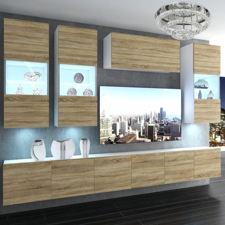 Parete attrezzata Belini Premium Versione completa Rovere Sonoma + Illuminazione LED Nexum 84 Produttore NEX 5/0/W/DS/0/0/PP