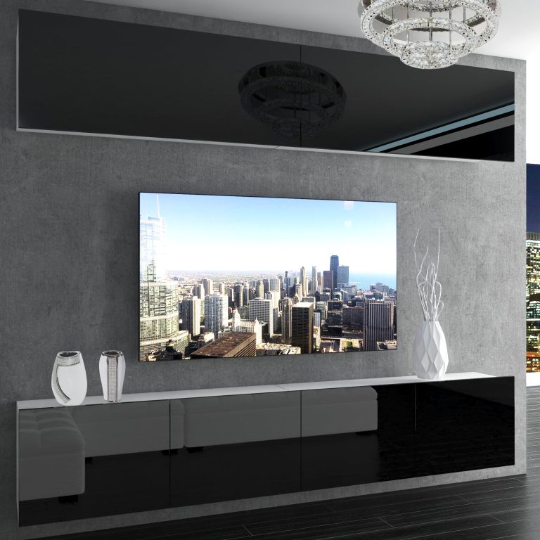 Parete attrezzata Belini Premium Versione completa Nero lucido + Illuminazione LED Nexum 92 Produttore NEX 6/0/W/B/0/0/PP