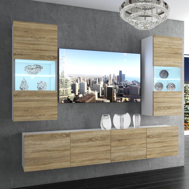 Parete attrezzata Belini Premium Versione completa Rovere Sonoma + Illuminazione LED Nexum 112 Produttore NEX 7/0/W/DS/0/0/PP