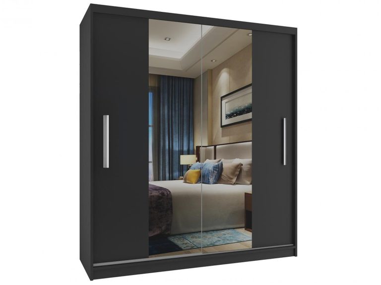 Armadio scorrevole 133 cm con specchio nero ebano scuro Produttore ME SZP2/2/B/B/0/AL