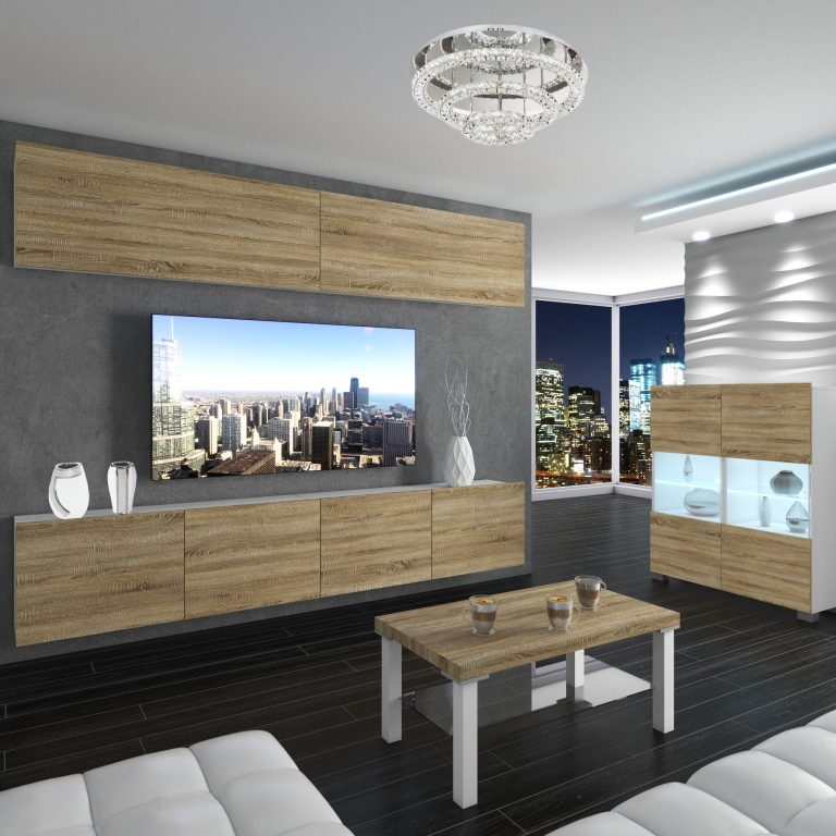 Parete attrezzata Belini Premium Versione completa Rovere Sonoma + Illuminazione LED Nexum 97 Produttore NEX 6/0/W/DS/0/0/PP