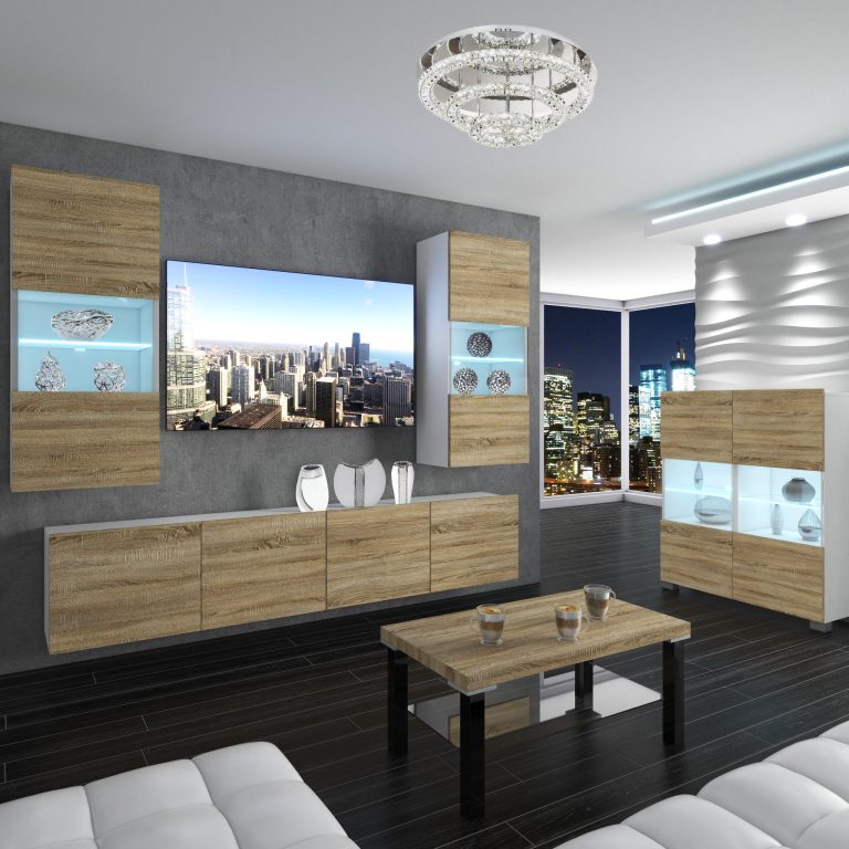 Parete attrezzata Belini Premium Versione completa Rovere Sonoma + Illuminazione LED Nexum 112 Produttore NEX 7/0/W/DS/0/0/PP