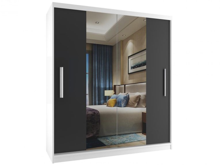 Armadio scorrevole 133 cm con specchio nero ebano scuro Produttore ME SZP2/2/W/B/0/AL