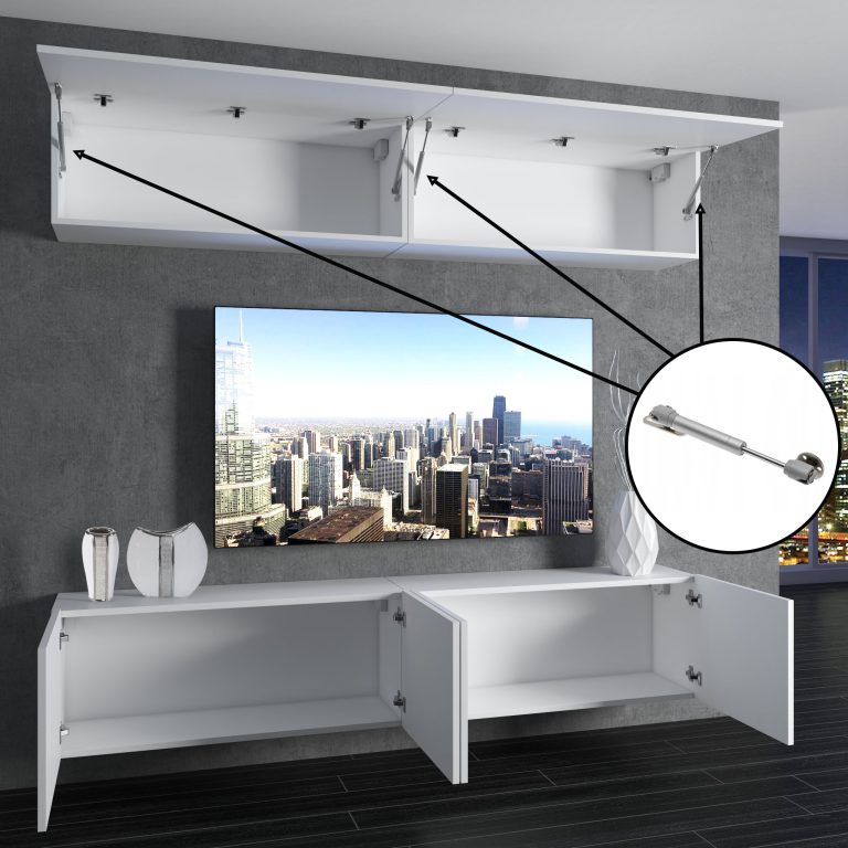 Parete attrezzata Belini Premium Versione completa Bianco lucido-Rovere Sonoma + Illuminazione LED Nexum 120 Produttore NEX 8/0/W/WDS/0/0/PP