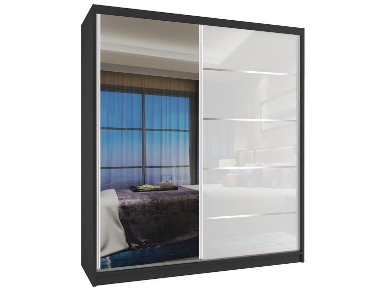 Armadio scorrevole 133 cm con specchio bianco lucido Produttore MG SZP2/2/B/1L5W/HI