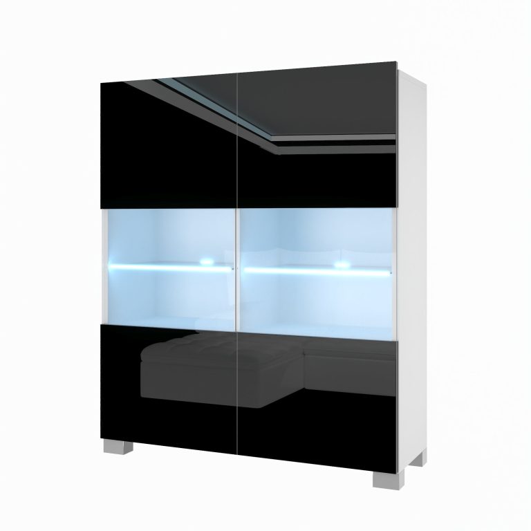 Comò Belini Premium Versione Completa Nero Lucido + Illuminazione a LED Produttore 7 NEX KOM1/1/W/B/0/0






