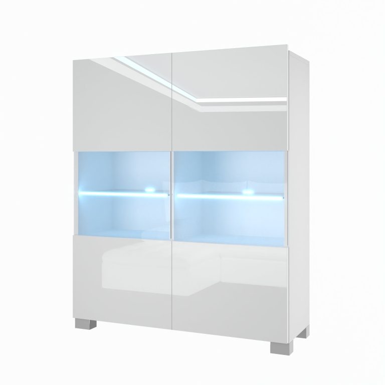 Comò Belini Premium Versione Completa Bianco Lucido + Illuminazione a LED Produttore 2 NEX KOM1/1/W/W/0/0






