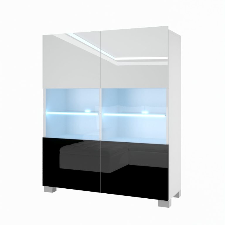 Comò Belini Premium Versione Completa Bianco Lucido / Nero Lucido + Illuminazione a LED Produttore 1 NEX KOM1/1/W/WB/0/0






