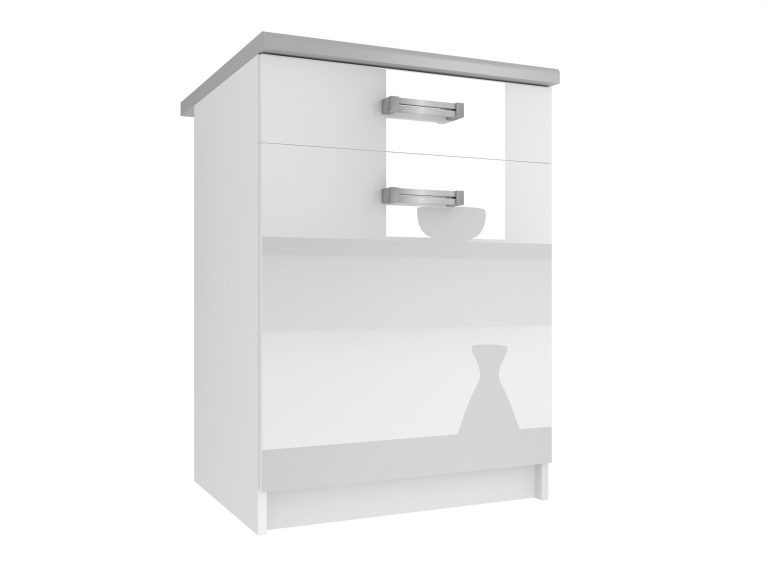 Mobile da cucina Belini inferiore con cassetti 60 cm bianco lucido con piano di lavoro Produttore INF SDSZ1-60/0/WT/W/0/D
 