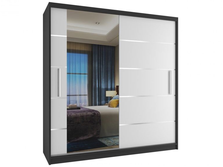 Armadio scorrevole 158 cm con specchio bianco opaco Produttore MBP SZP3/1/B/W/0/AL