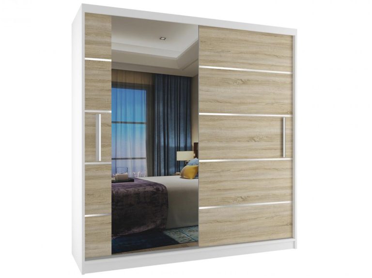Armadio scorrevole 158 cm con specchio rovere rovere wotan rovere sonoma Produttore MBP SZP3/2/W/DS/0/AL