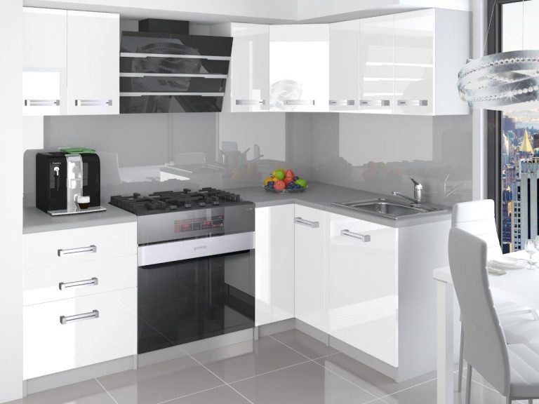 Mobili da cucina 300 cm bianchi lucidi senza piano di lavoro Produttore INF ARMIN/2/WT/W/BB/D