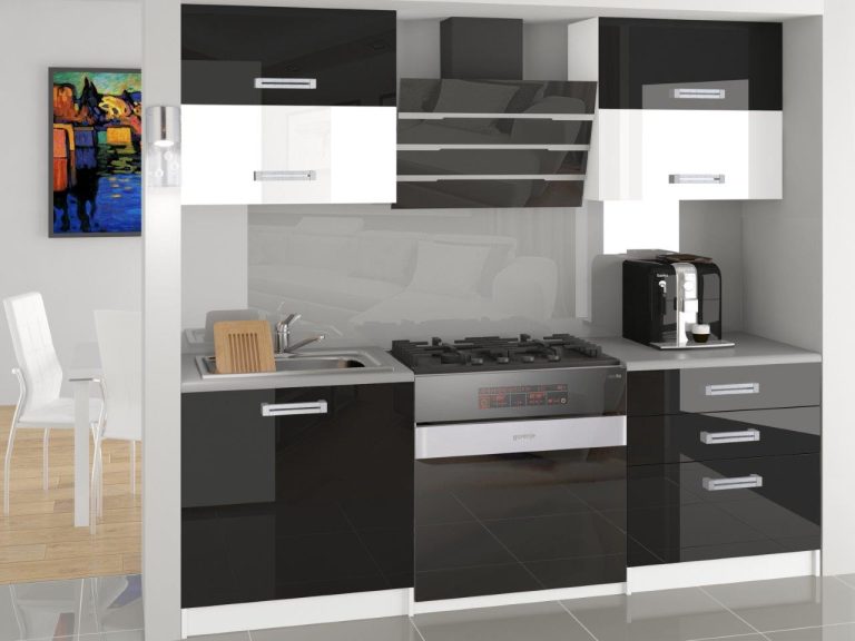 Mobili da cucina 120 cm nero lucido bianco lucido senza piano di lavoro Produttore INF ELEGANTA/2/WT/BWB/BB/D