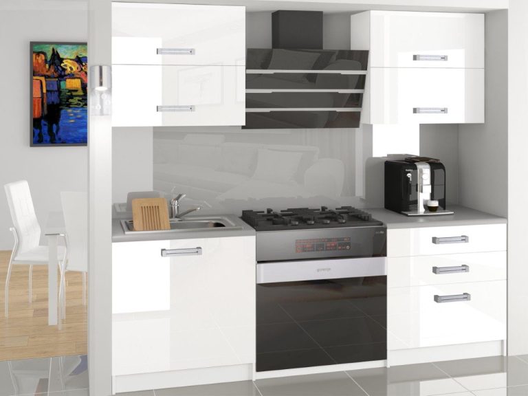 Mobili da cucina 120 cm bianchi lucidi senza piano di lavoro Produttore INF ELEGANTA2/2/WT/W/BB/B1