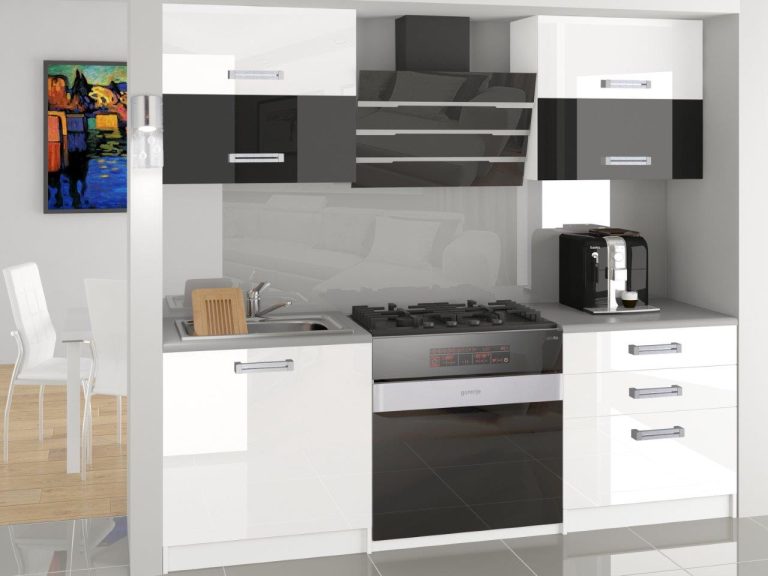 Mobili da cucina 120 cm bianco lucido nero lucido senza piano di lavoro Produttore INF ELEGANTA2/2/WT/WBW/BB/B1