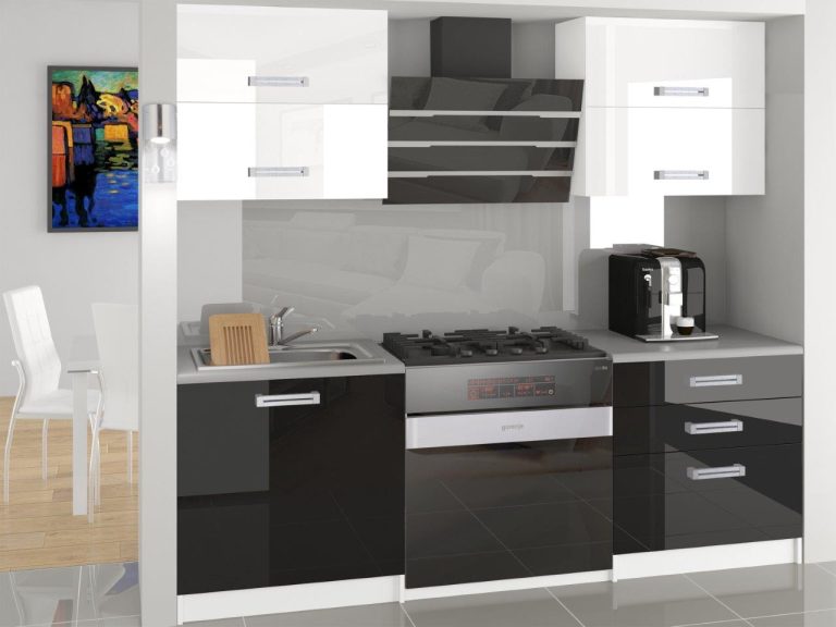 Mobili da cucina 120 cm bianco lucido nero lucido senza piano di lavoro Produttore INF ELEGANTA2/2/WT/WB/BB/B1