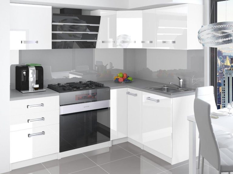 Mobili da cucina 300 cm bianchi lucidi senza piano di lavoro Produttore INF JOWISZ/2/WT/W/BB/D