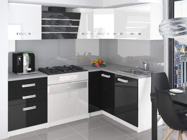 Mobili da cucina 300 cm bianco lucido nero lucido con piano di lavoro Produttore INF JOWISZ/2/WT/WB/0/D