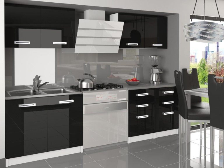 Mobili da cucina 160 cm nero lucido senza piano di lavoro Produttore INF KOMPAKTO2/2/WT/B/BB/B1