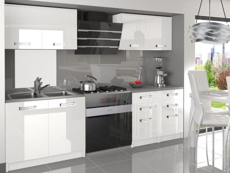 Mobili da cucina 160 cm bianchi lucidi senza piano di lavoro Produttore INF KOMPAKTO2/2/WT/W/BB/B1