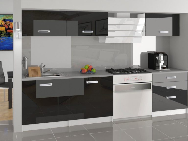Mobili da cucina 180 cm nero lucido senza piano di lavoro Produttore INF LAURENTINO2/2/WT/B/BB/B1