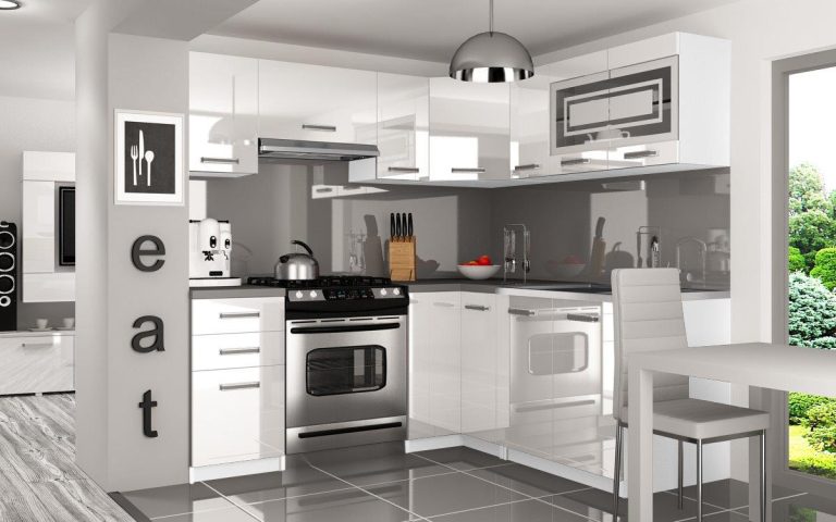 Mobili da cucina 360 cm bianco lucido senza piano di lavoro Produttore INF LIDIA2/4/WT/W/BB/B1