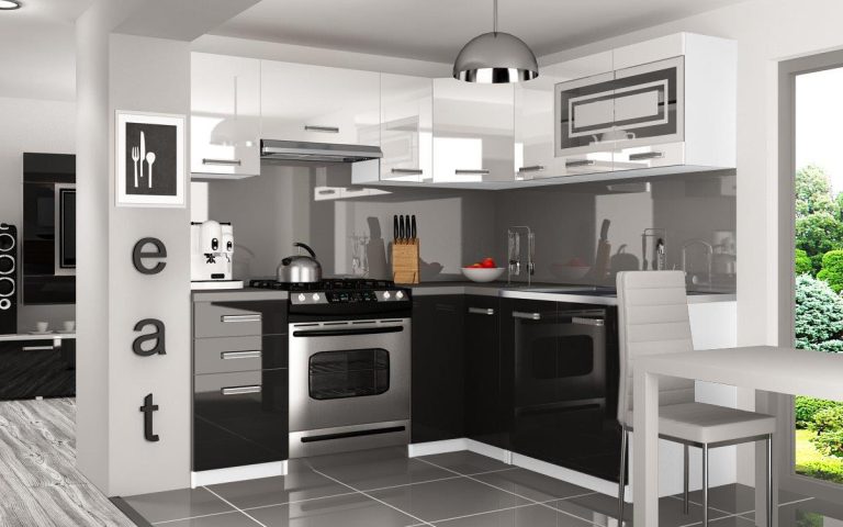 Cucina Belini 360 cm bianco lucido / nero lucido con piano di lavoro Lidia2 Produttore