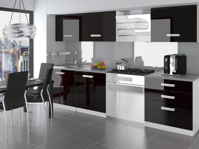 Mobili da cucina 180 cm nero lucido senza piano di lavoro Produttore INF NEPTUN/2/WT/B/BB/D