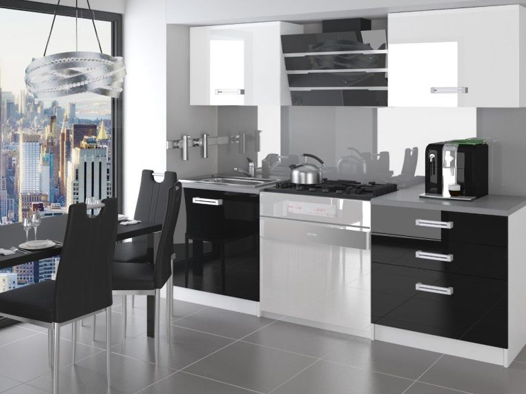 Mobili da cucina 120 cm bianco lucido nero lucido senza piano di lavoro Produttore INF SATURNO/2/WT/WB/BB/D