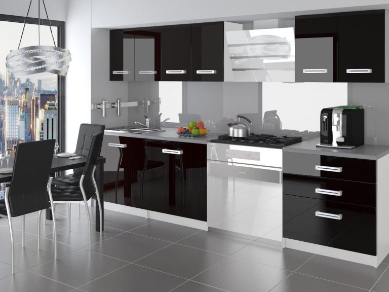 Mobili da cucina 180 cm nero lucido senza piano di lavoro Produttore INF SONIK/2/WT/B/BB/D