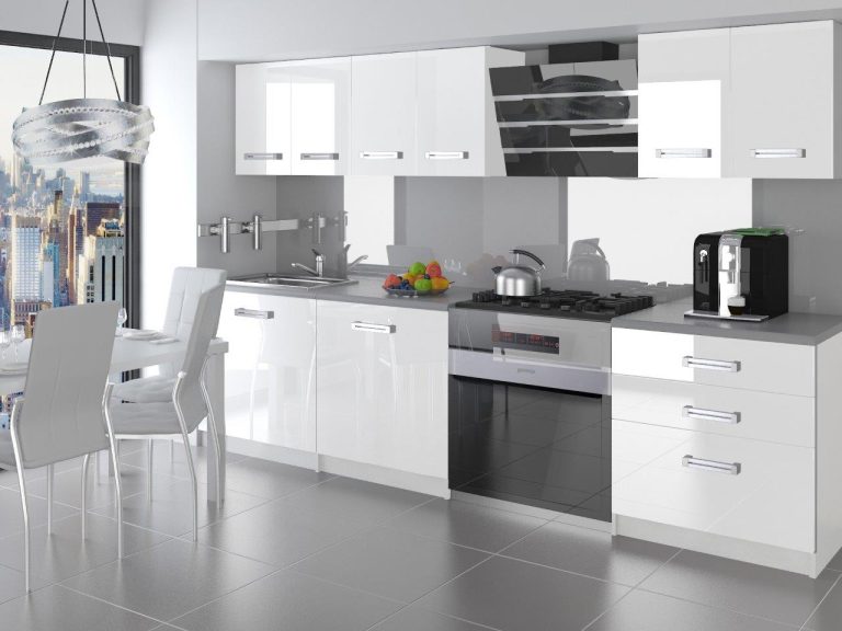 Mobili da cucina 180 cm bianchi lucidi senza piano di lavoro Produttore INF SONIK/2/WT/W/BB/D