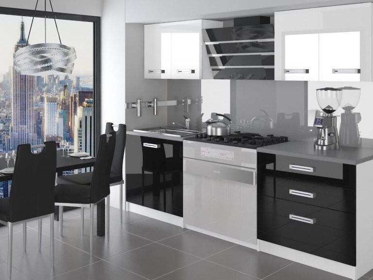 Mobili da cucina 120 cm bianco lucido nero lucido senza piano di lavoro Produttore INF TIESTO/2/WT/WB/BB/D