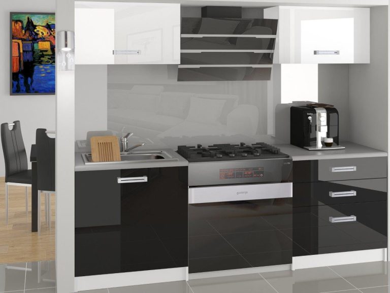 Mobili da cucina 120 cm bianco lucido nero lucido senza piano di lavoro Produttore INF VULCANO/3/WT/WB/BB/D