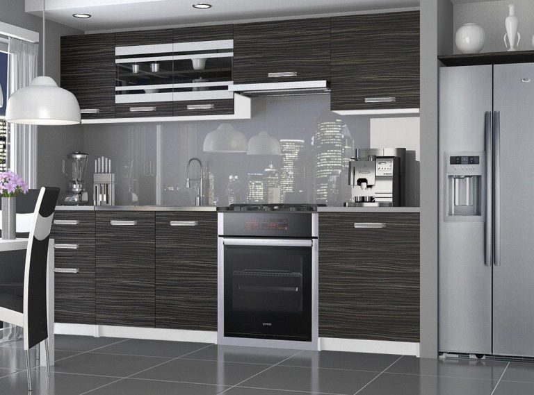 Mobili da cucina 240 cm nero ebano scuro con piano di lavoro Produttore TOR MARIKA/4/WT/HK/0/F
