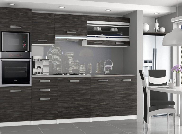 Mobili da cucina 240 cm nero ebano scuro con piano di lavoro Produttore TOR PAULA2/4/WT/HK/0/B1