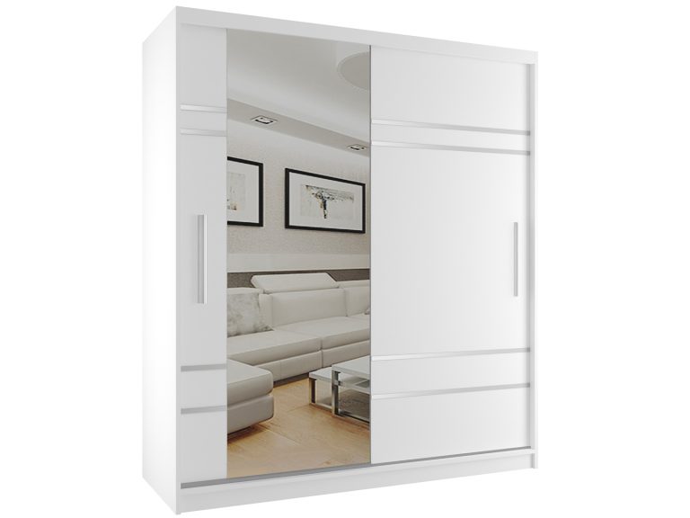 Armadio scorrevole 158 cm con specchio bianco opaco Produttore MP SZP3/2/W/W/0/AL
