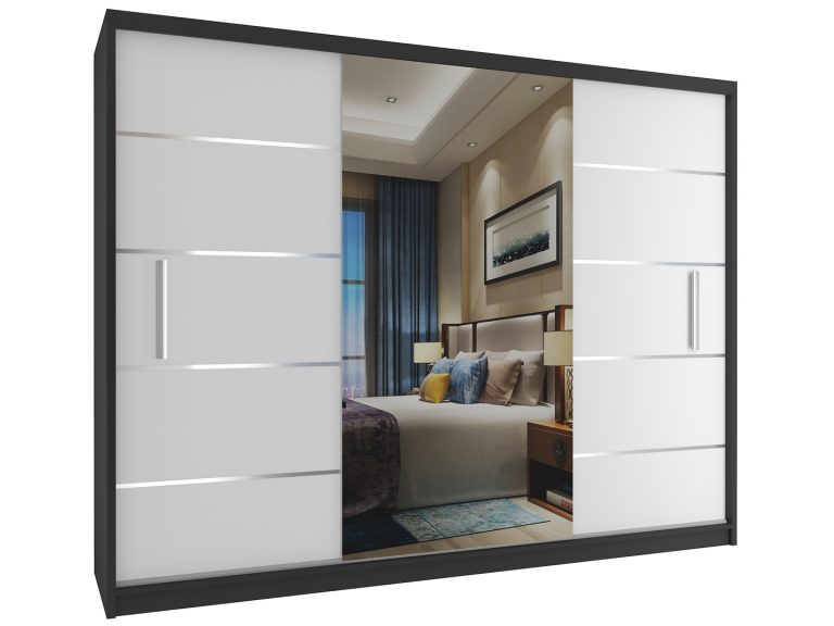 Armadio scorrevole 232 cm con specchio bianco opaco Produttore MBP SZP4/2/1B/2W1L/0/AL