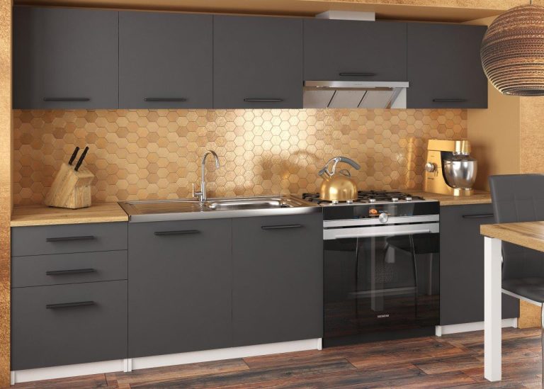 Mobili da cucina 240 cm grigio antracite grafite con piano di lavoro Produttore TOR UNIQA/5/WT/SR/0/B1