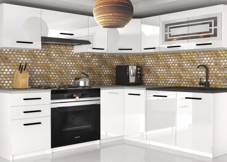Mobili da cucina 360 cm bianco lucido senza piano di lavoro Produttore INF LIDIA2/4/WT/W/BB/B1