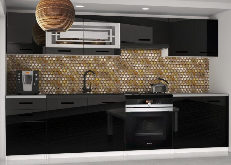 Mobili da cucina 240 cm nero lucido senza piano di lavoro Produttore INF MARIKA2/4/WT/B/BB/B1