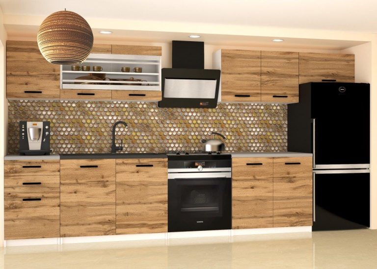 Mobili da cucina 240 cm in rovere Wotan rovere Sonoma con piano di lavoro Produttore TOR ELLA2/5/WT/DW/0/B1