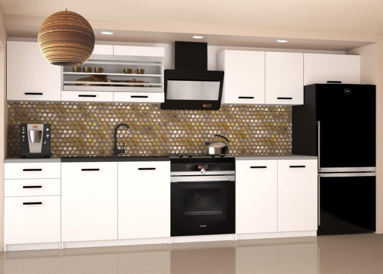 Mobili da cucina 240 cm bianchi opachi con piano di lavoro Produttore TOR ELLA2/3/WT/WT/0/B1